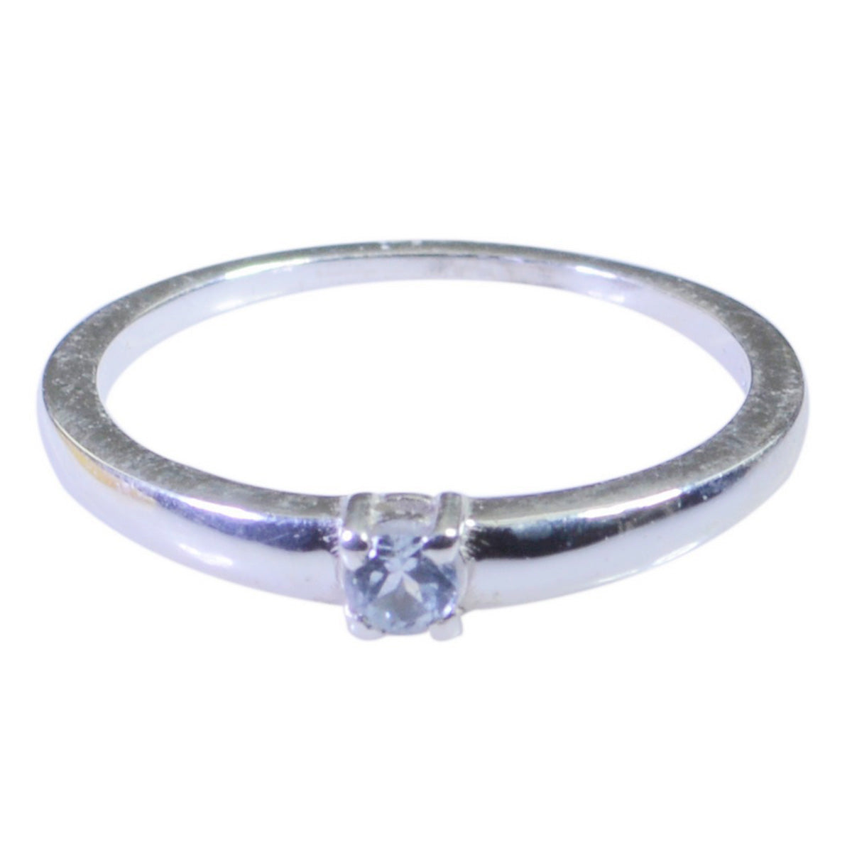 Anello elegante e lussuoso con topazio blu solitario in argento americano 92,5 e pietra preziosa blu Immagine secondaria del prodotto