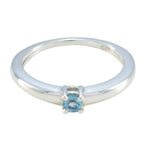 Blue Topaz Solitaire American 92.5 Silver Blue Gemstone Elegant  Luxurious Ring Jewellery