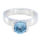 Blue Topaz Solitaire Indian Silver Blue Gems Slim Sophisticated Ring Jewellery