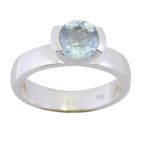 Blue Topaz Solitaire Indian Silver Blue Gems Slim Sophisticated Ring Jewellery