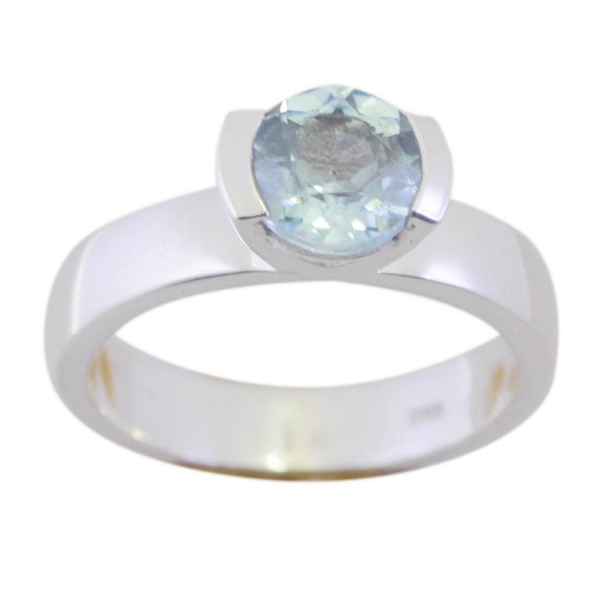 Blue Topaz Solitaire Indian Silver Blue Gems Slim Sophisticated Ring Jewellery