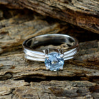 Blue Topaz Solitaire African Sterling Silver Blue Gems Slim Trendy Ring Jewellery