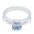 Blue Topaz Solitaire African Sterling Silver Blue Gems Slim Trendy Ring Jewellery