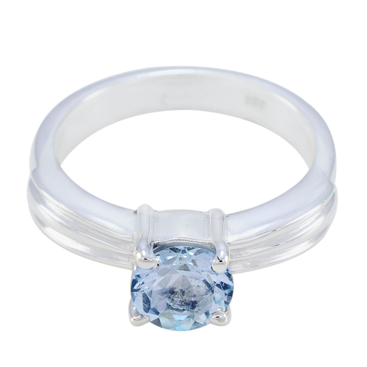 Blue Topaz Solitaire African Sterling Silver Blue Gems Slim Trendy Ring Jewellery