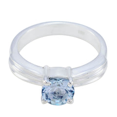 Blue Topaz Solitaire African Sterling Silver Blue Gems Slim Trendy Ring Jewellery