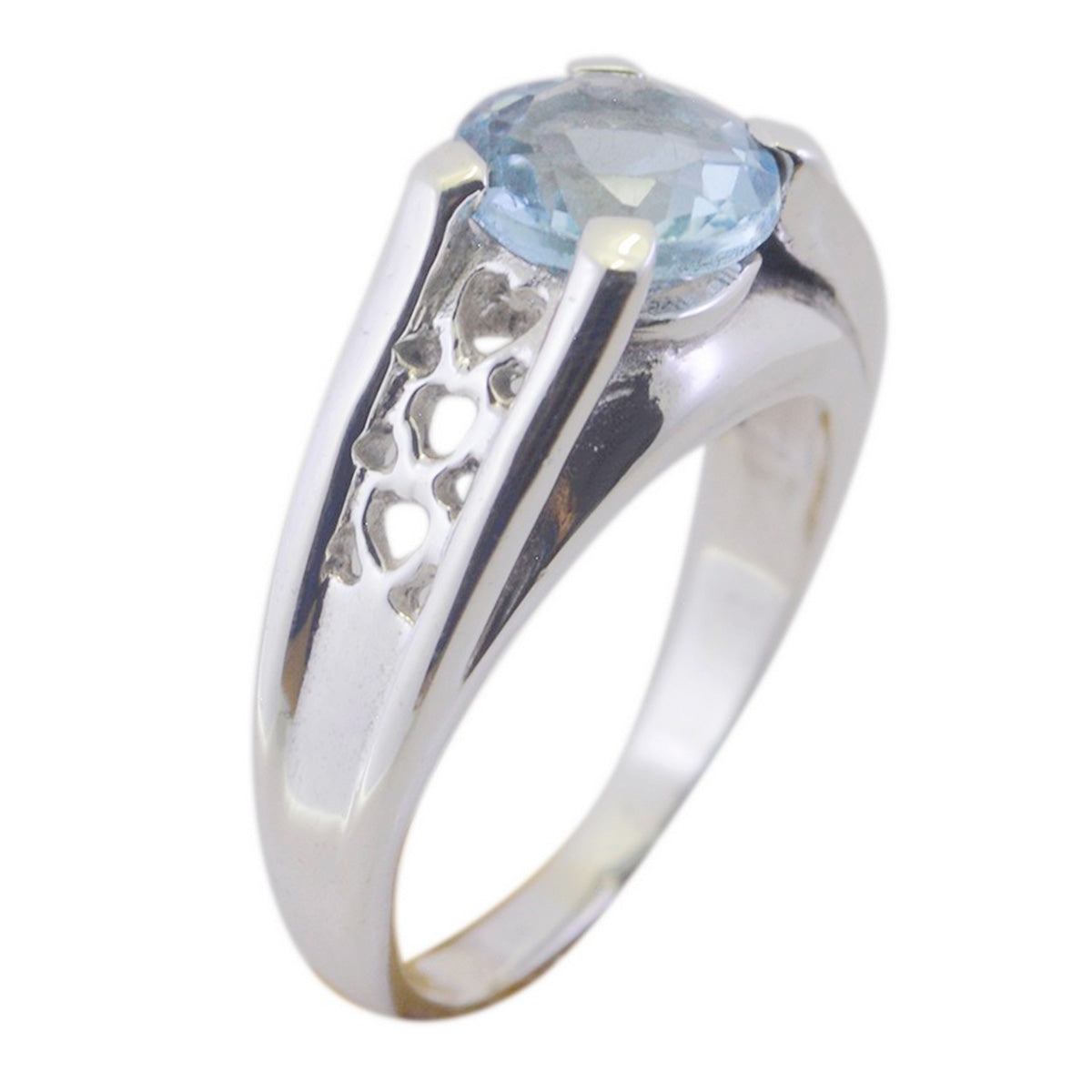 Blue Topaz Solitaire Spanish 925 Sterling Silver Blue Gemstone Eye catching Filigree Ring Jewellery