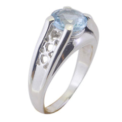 Blue Topaz Solitaire Spanish 925 Sterling Silver Blue Gemstone Eye catching Filigree Ring Jewellery