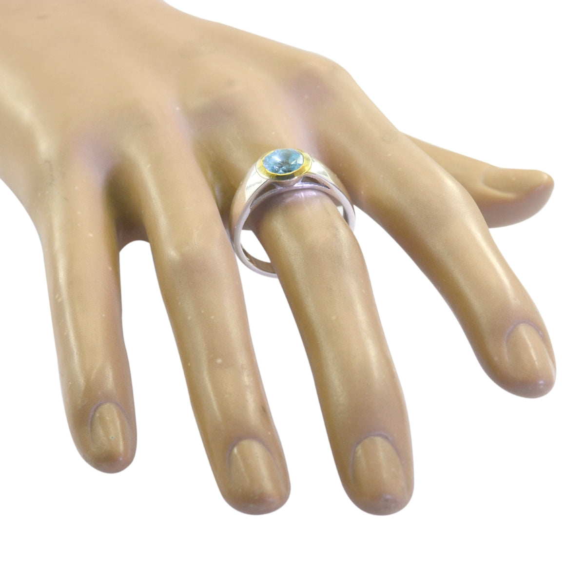 Blue Topaz Solitaire German Sterling Silver Blue Gems Slim Modern Ring Jewellery