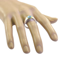 Blue Topaz Solitaire German Sterling Silver Blue Gems Slim Modern Ring Jewellery