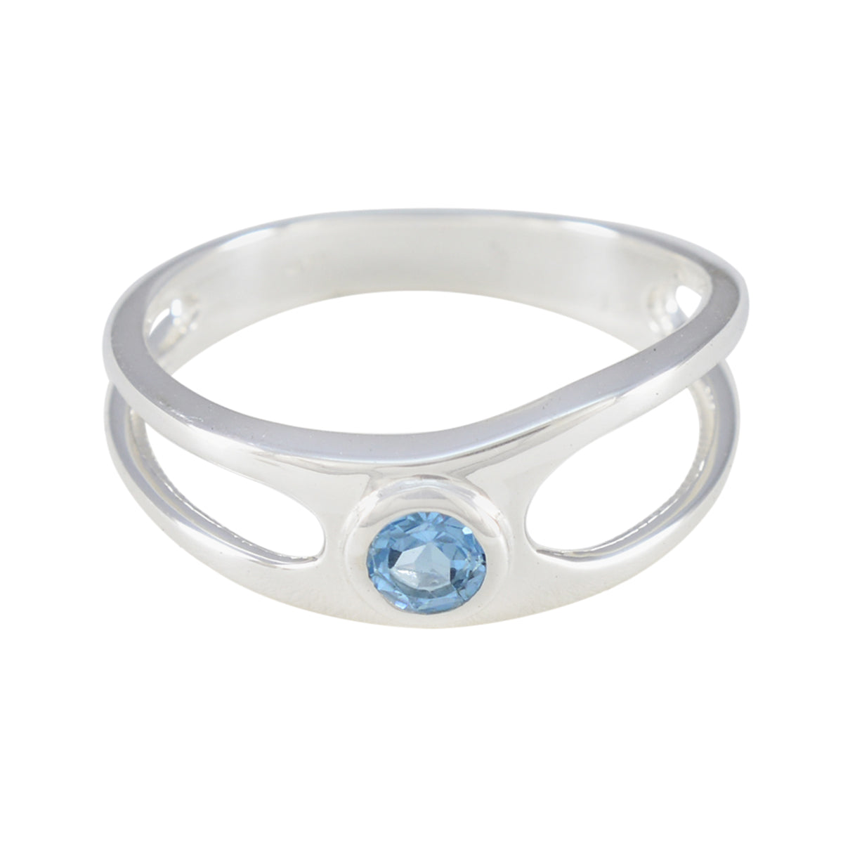 Blue Topaz Solitaire Japanese 925 Sterling Silver Blue Gemstone Dainty Abstract Ring Jewellery Huvudsaklig produktbild