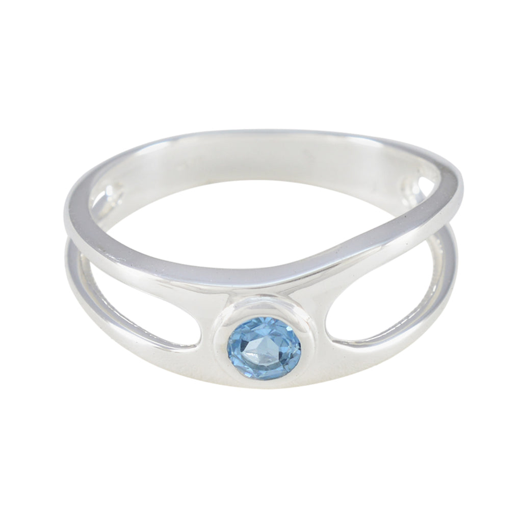 Blue Topaz Solitaire Japanese 925 Sterling Silver Blue Gemstone Dainty Abstract Ring Jewellery