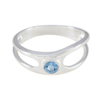 Blue Topaz Solitaire Japanese 925 Sterling Silver Blue Gemstone Dainty Abstract Ring Jewellery