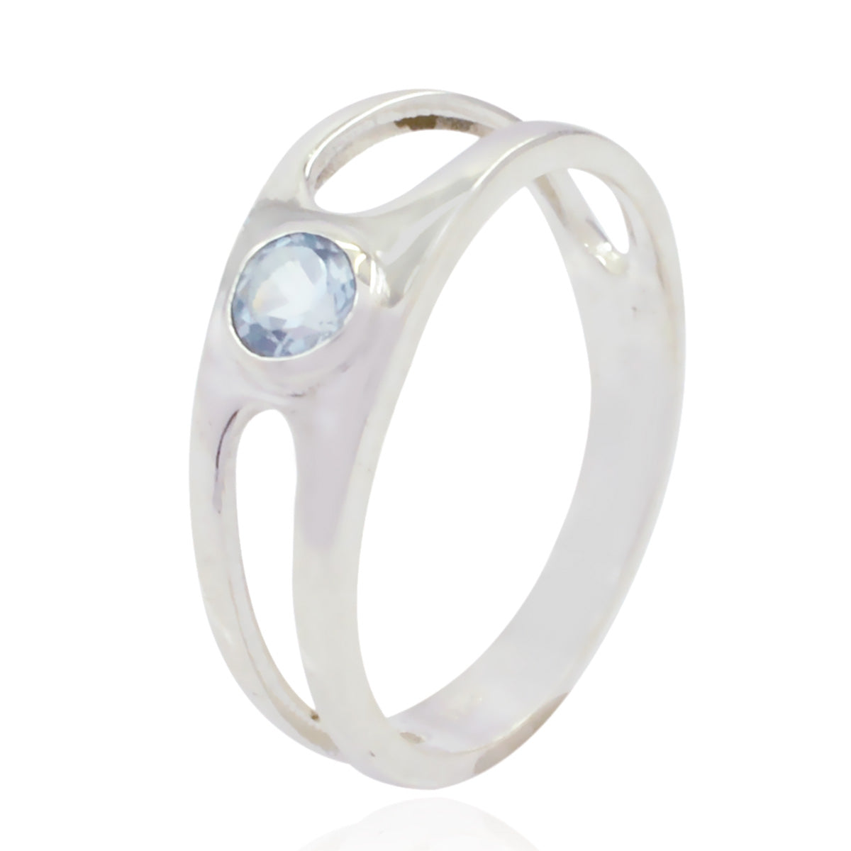 Blue Topaz Solitaire Japanese 925 Sterling Silver Blue Gemstone Dainty Abstract Ring Jewellery