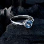 Blue Topaz Solitaire Japanese Sterling Silver Blue Gems Whisper thin Contemporary Ring Jewellery