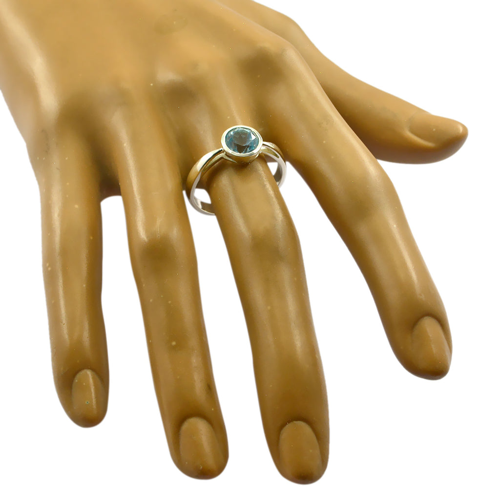 Blue Topaz Solitaire Japanese Sterling Silver Blue Gems Whisper thin Contemporary Ring Jewellery
