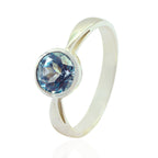 Blue Topaz Solitaire Japanese Sterling Silver Blue Gems Whisper thin Contemporary Ring Jewellery