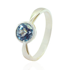 Blue Topaz Solitaire Japanese Sterling Silver Blue Gems Whisper thin Contemporary Ring Jewellery