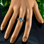 Blue Topaz Solitaire Indian Sterling Silver Blue Gems Tiny Glamorous Ring Jewelry