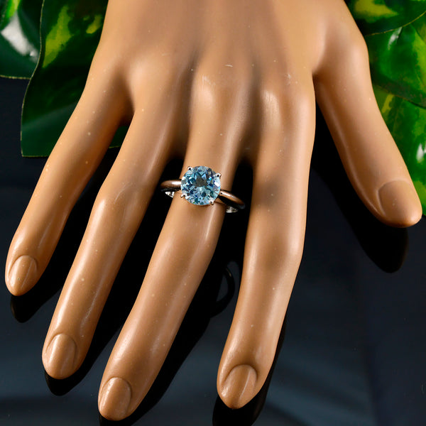Blue Topaz Solitaire Indian Sterling Silver Blue Gems Tiny Glamorous Ring Jewelry