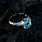 Blue Topaz Solitaire Indian Sterling Silver Blue Gems Tiny Glamorous Ring Jewelry