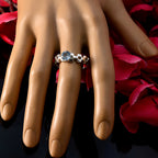 Blue Topaz Solitaire French 92.5 Silver Blue Gemstones Slim Trendy Ring Jewellery