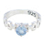 Blue Topaz Solitaire French 92.5 Silver Blue Gemstones Slim Trendy Ring Jewellery