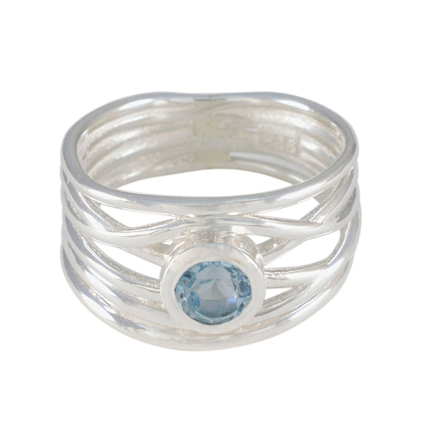 Blue Topaz Solitaire Italian 925 Silver Blue Gems Eye catching Rope Wire Band Jewellery
