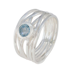 Blue Topaz Solitaire Italian 925 Silver Blue Gems Eye catching Rope Wire Band Jewellery
