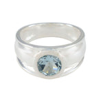 Blue Topaz Solitaire French 925 Sterling Silver Blue Gemstone Classic Trendy Ring Jewelry