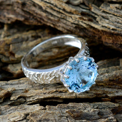 Blue Topaz Solitaire Egyptian 925 Silver Blue Gemstones Classic Feminine Ring Jewellery