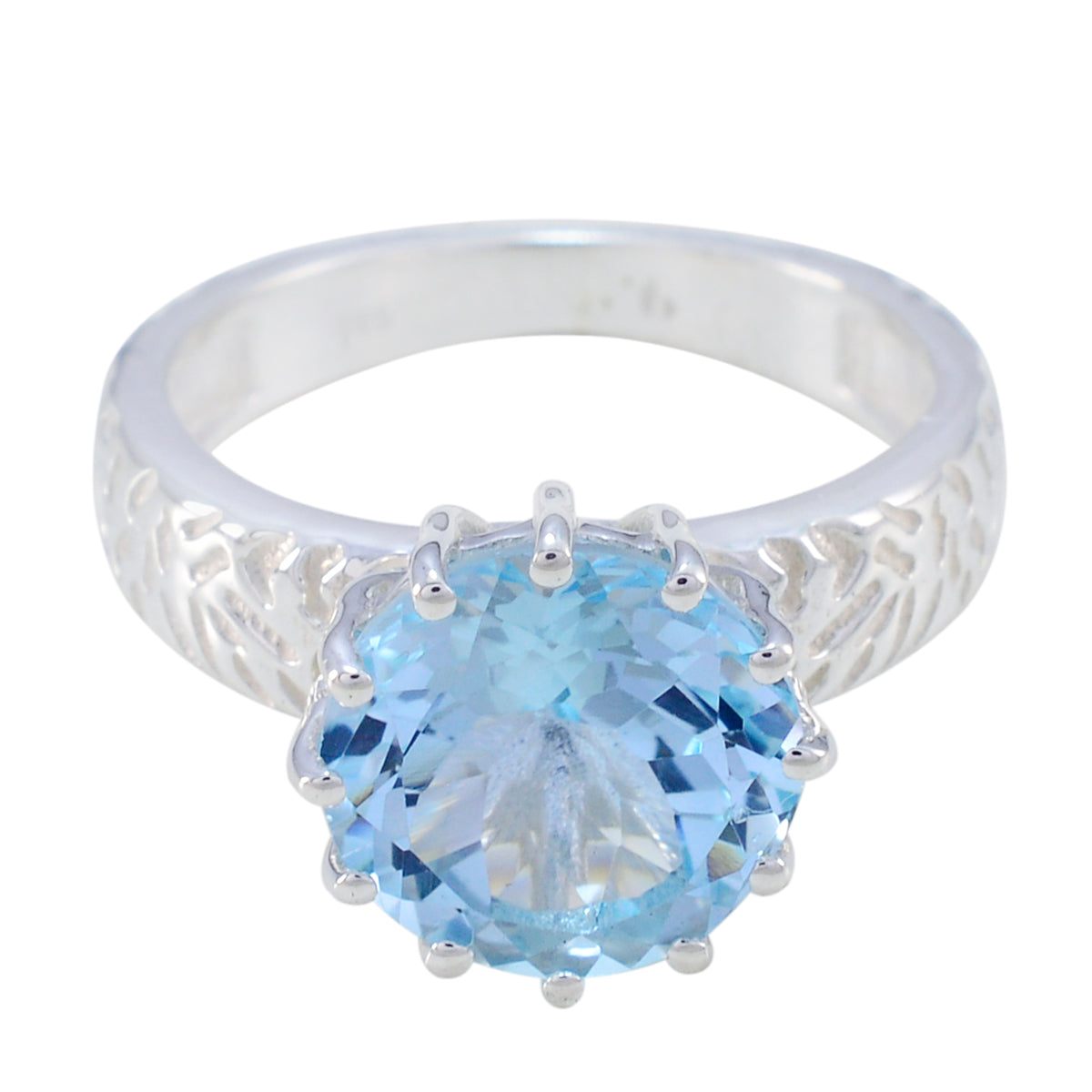 Blue Topaz Solitaire Egyptian 925 Silver Blue Gemstones Classic Feminine Ring Jewellery Hoofdafbeelding