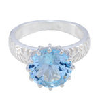 Blue Topaz Solitaire Egyptian 925 Silver Blue Gemstones Classic Feminine Ring Jewellery