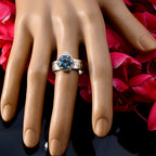 Blue Topaz Solitaire German 925 Sterling Silver Blue Gemstone Mid weight Fairytale Ring Jewellery