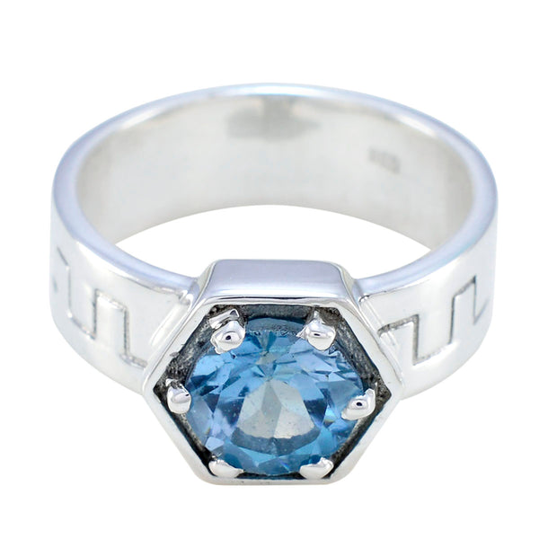 Blue Topaz Solitaire German 925 Sterling Silver Blue Gemstone Mid weight Fairytale Ring Jewellery