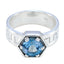 Blue Topaz Solitaire German 925 Sterling Silver Blue Gemstone Mid weight Fairytale Ring Jewellery