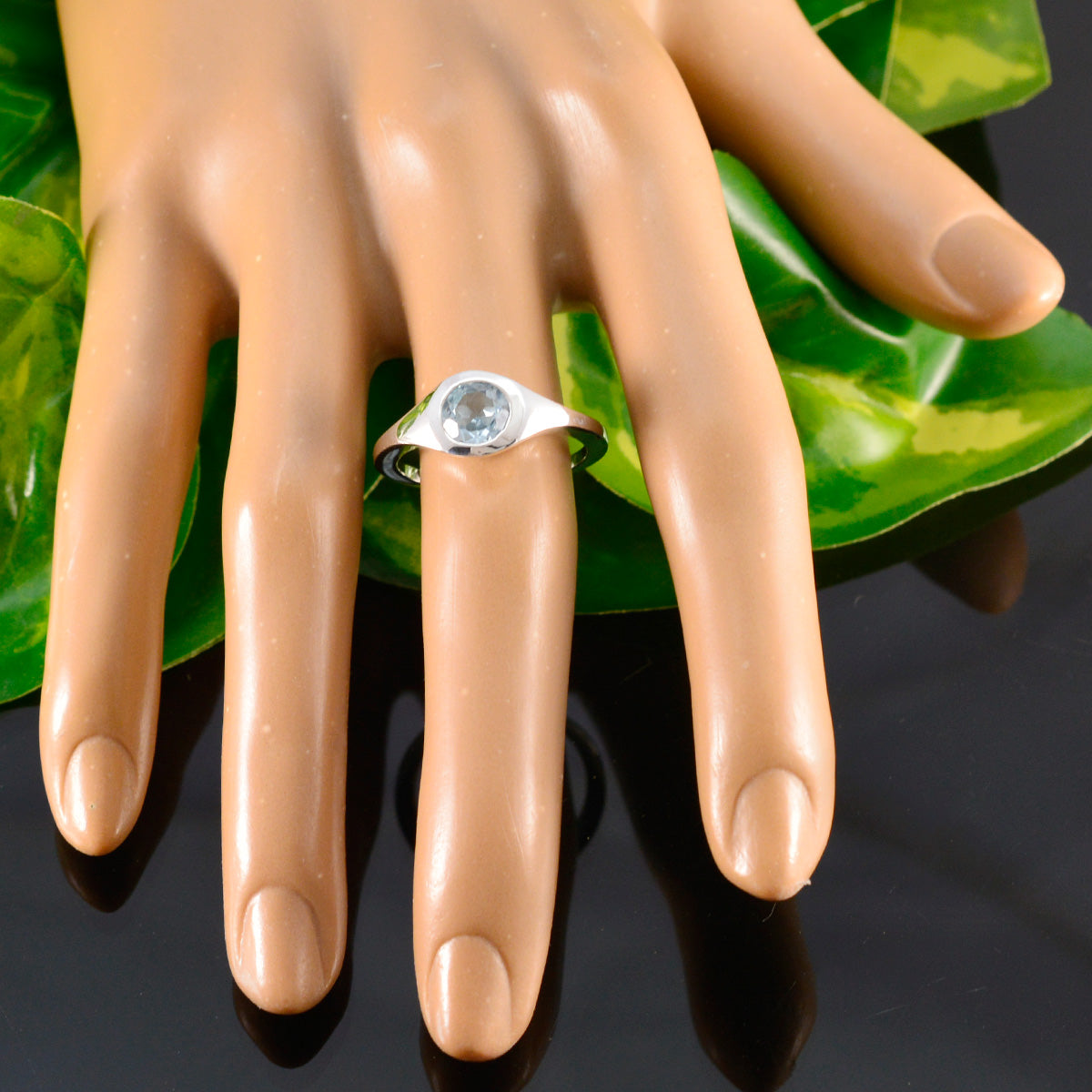 Blue Topaz Solitaire African 925 Silver Blue Gemstones Featherlight Fairytale Ring Jewelry