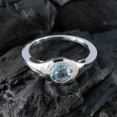 Blue Topaz Solitaire African 925 Silver Blue Gemstones Featherlight Fairytale Ring Jewelry
