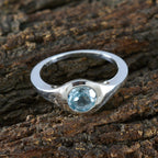 Blue Topaz Solitaire African 925 Silver Blue Gemstones Featherlight Fairytale Ring Jewelry