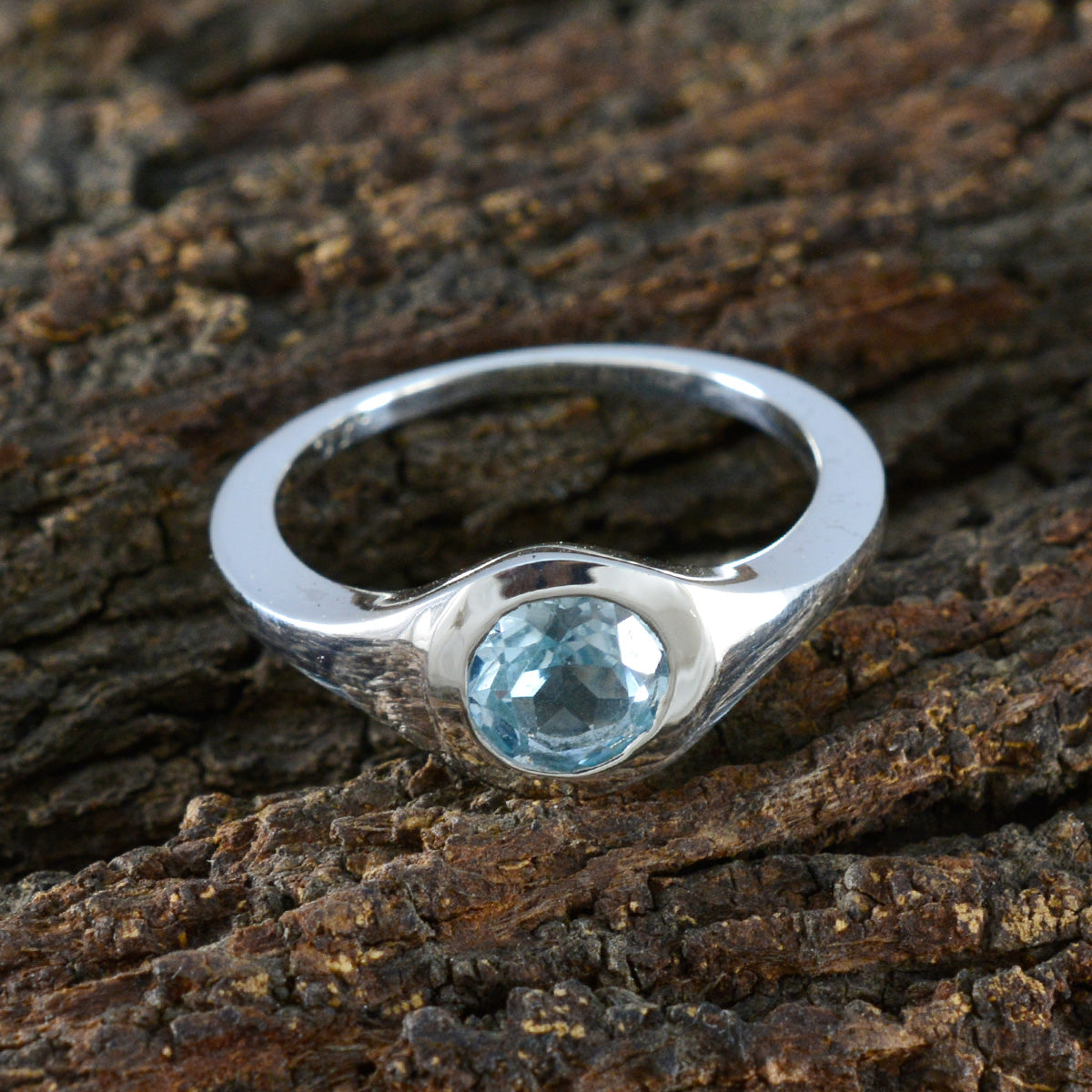 Blue Topaz Solitaire African 925 Silver Blue Gemstones Featherlight Fairytale Ring Jewelry
