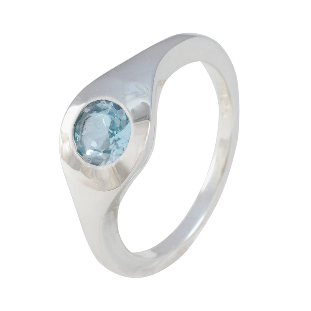Blue Topaz Solitaire African 925 Silver Blue Gemstones Featherlight Fairytale Ring Jewelry