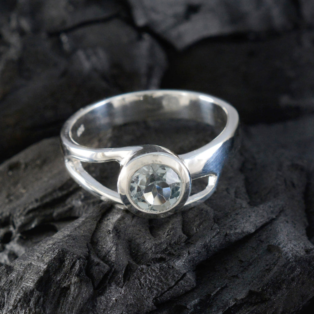Blue Topaz Solitaire Moroccan 925 Sterling Silver Blue Gemstones Slim Luxurious Ring Jewelry