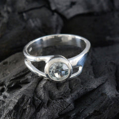 Blue Topaz Solitaire Moroccan 925 Sterling Silver Blue Gemstones Slim Luxurious Ring Jewelry