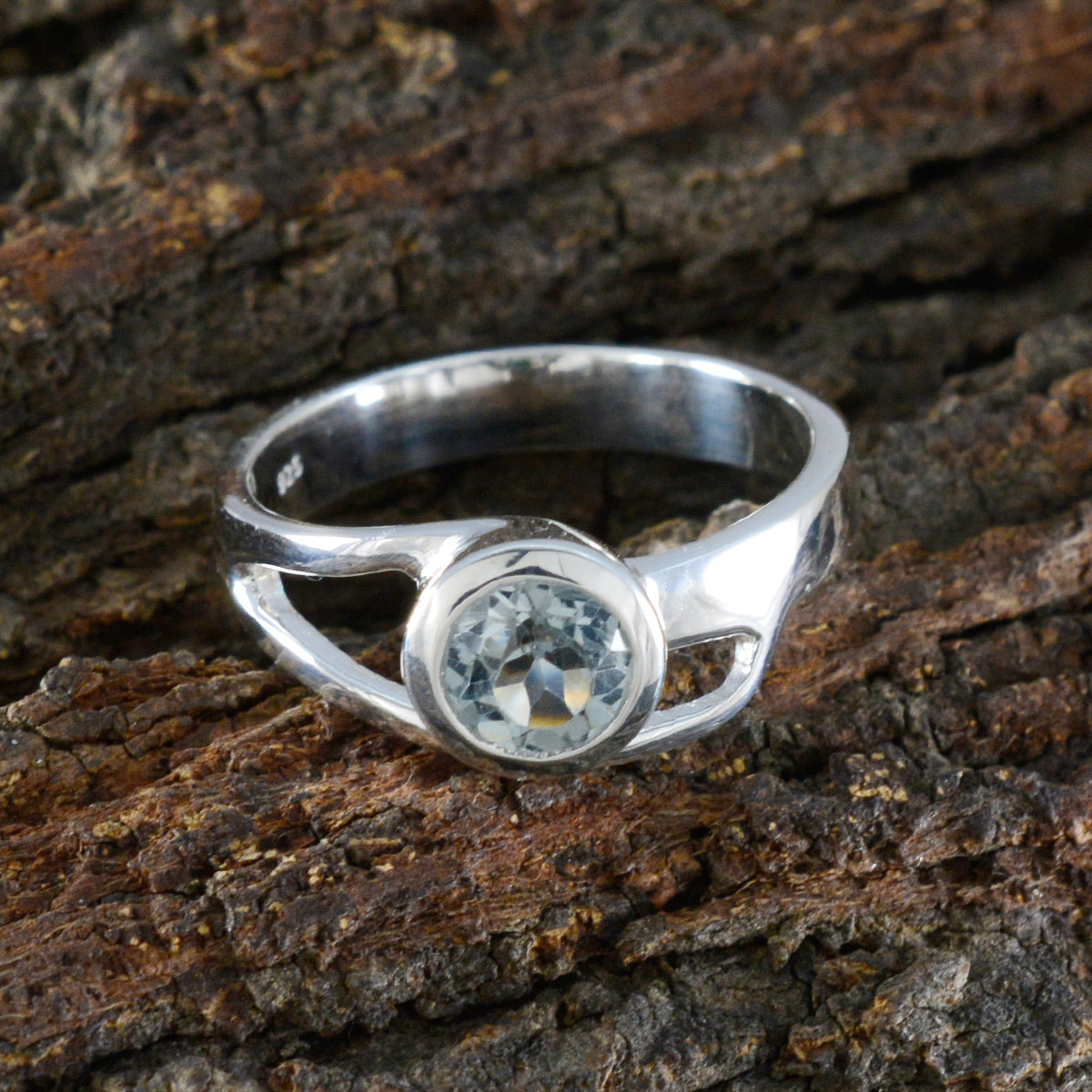 Blue Topaz Solitaire Moroccan 925 Sterling Silver Blue Gemstones Slim Luxurious Ring Jewelry