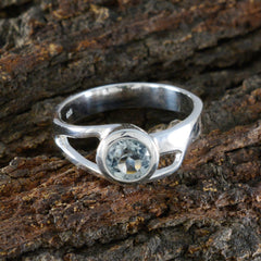 Blue Topaz Solitaire Moroccan 925 Sterling Silver Blue Gemstones Slim Luxurious Ring Jewelry