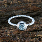 Blue Topaz Solitaire American Silver Blue Gemstones Delicate Abstract Ring Jewelry