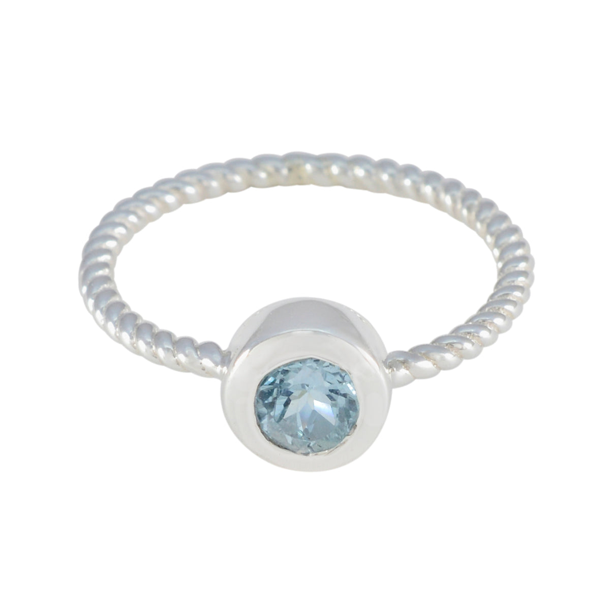 Blue Topaz Solitaire American Silver Blue Gemstones Delicate Abstract Ring Jewelry Image principale du produit