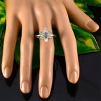 Blue Topaz Solitaire Japanese Silver Blue Gems Delicate Contemporary Ring Jewelry