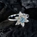Blue Topaz Solitaire Japanese Silver Blue Gems Delicate Contemporary Ring Jewelry