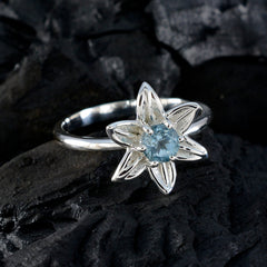 Blue Topaz Solitaire Japanese Silver Blue Gems Delicate Contemporary Ring Jewelry