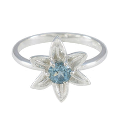 Blue Topaz Solitaire Japanese Silver Blue Gems Delicate Contemporary Ring Jewelry